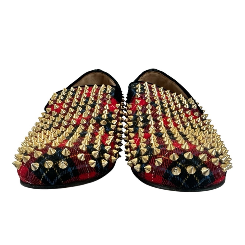 Christian Louboutin Rollerboy Spikes Loafers Mens 41.5 Red Tartan Studded - Picture 7 of 16